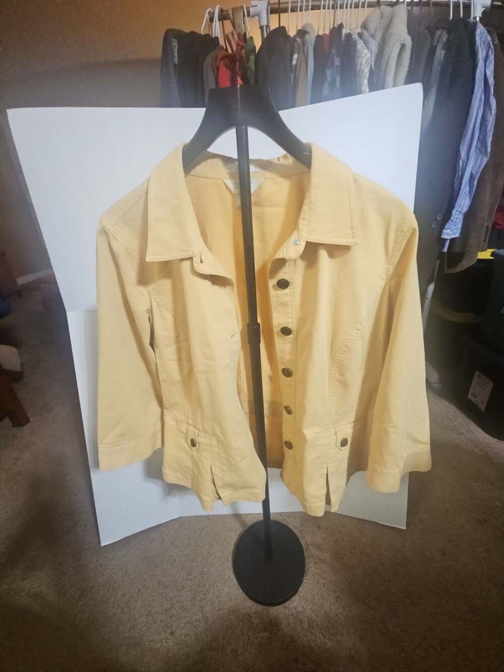 Christopher & Banks Jacket Size P/L Yellow Cotton Blend
